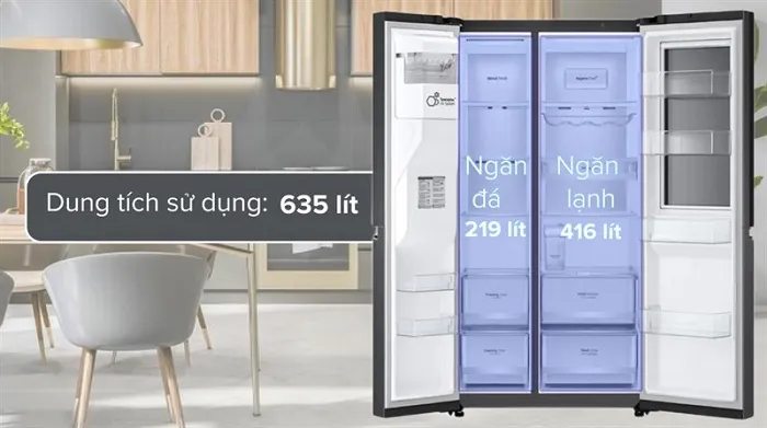 Ngăn lạnh tủ lạnh LG Inverter 635 Lít Side by Side GR-G257BL